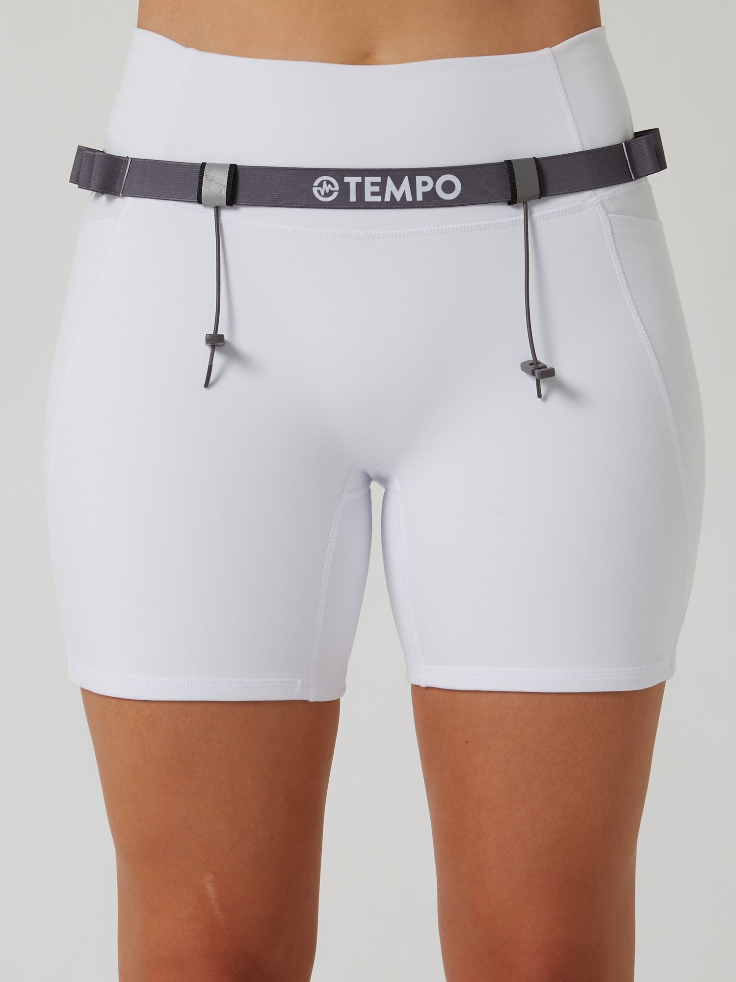 PACE Race Belt in Ash Grey, a slim TEMPO running belt that holds your race bib and gels